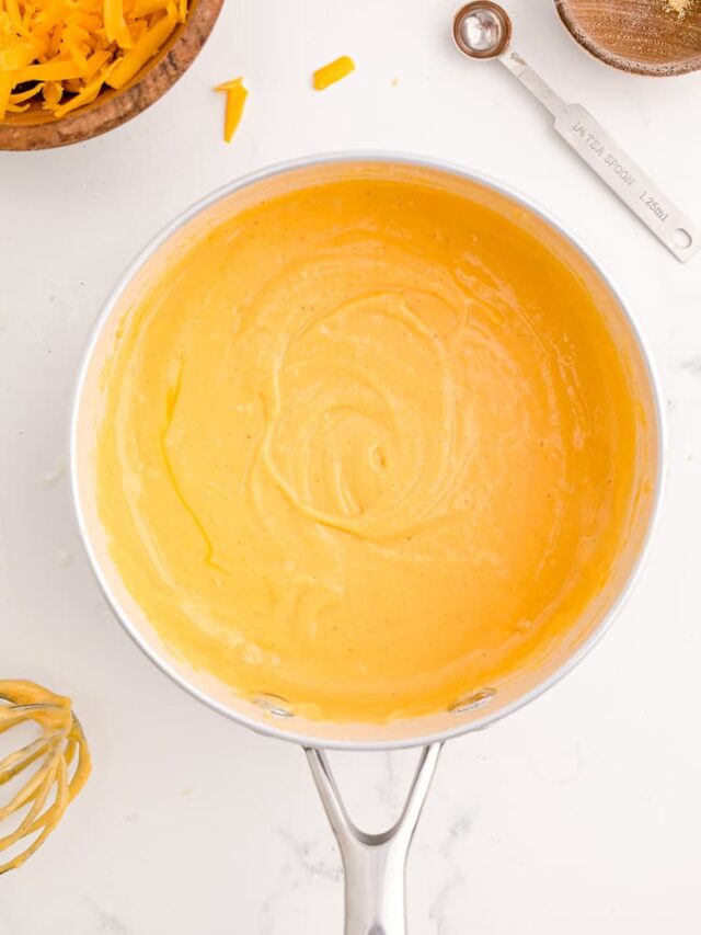 A pot of melted cheese.