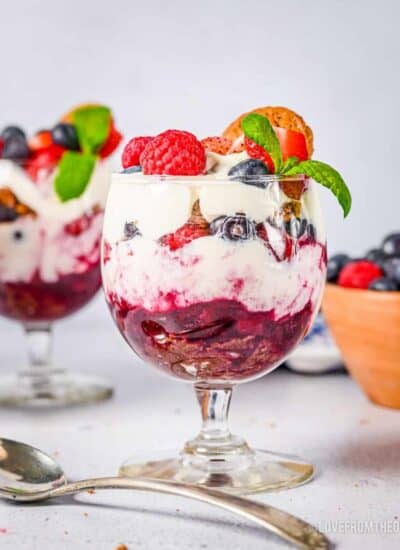 berry compotes in glass cups