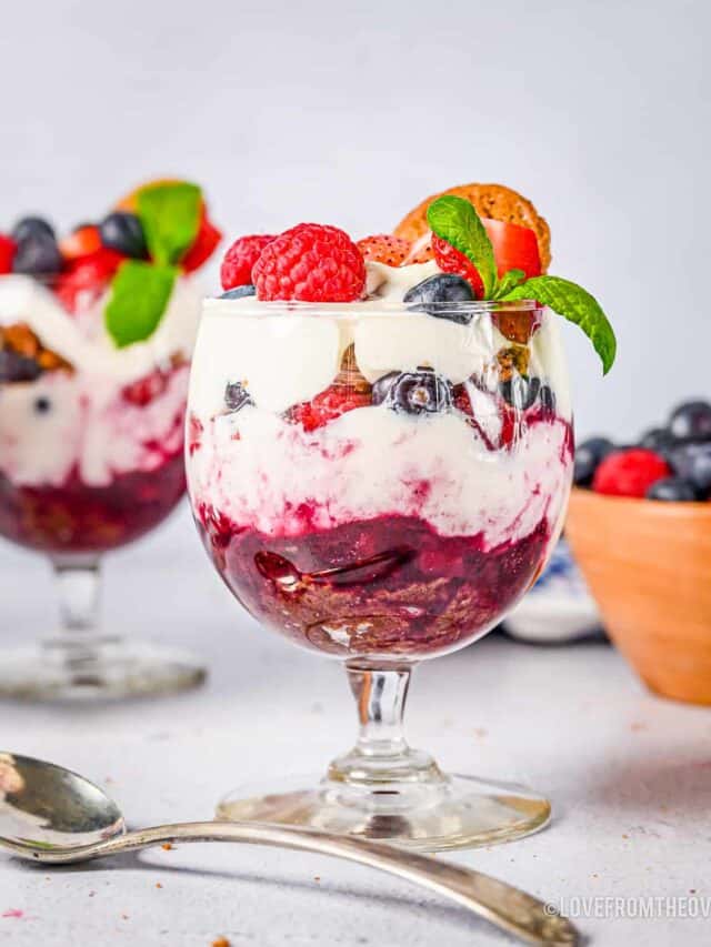 berry compotes in glass cups