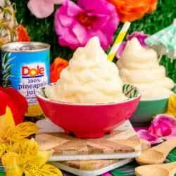 A bowl of pineapple dole whip inspired by Disney parks.