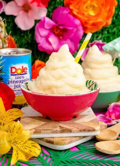 A bowl of pineapple dole whip inspired by Disney parks.