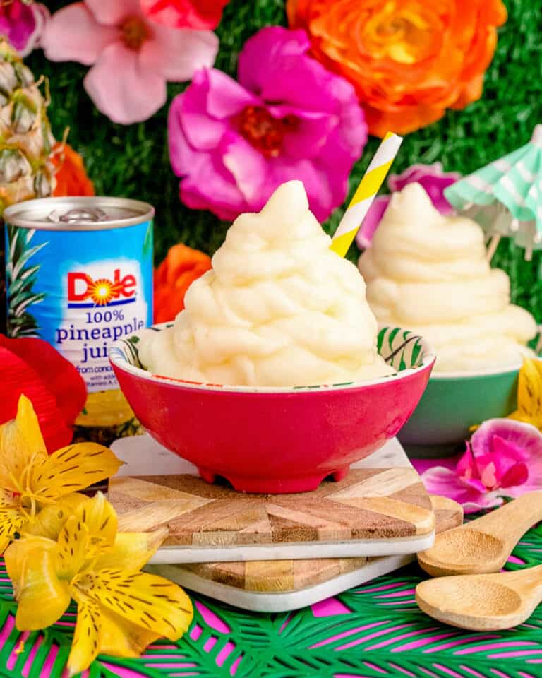 A bowl of pineapple dole whip inspired by Disney parks.