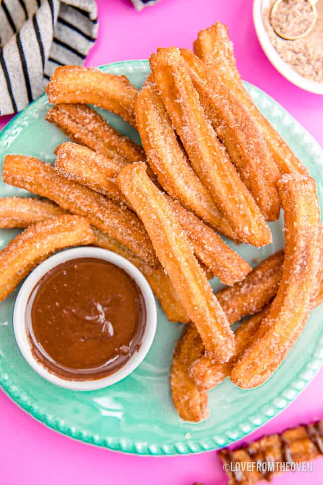 A plate of churros.