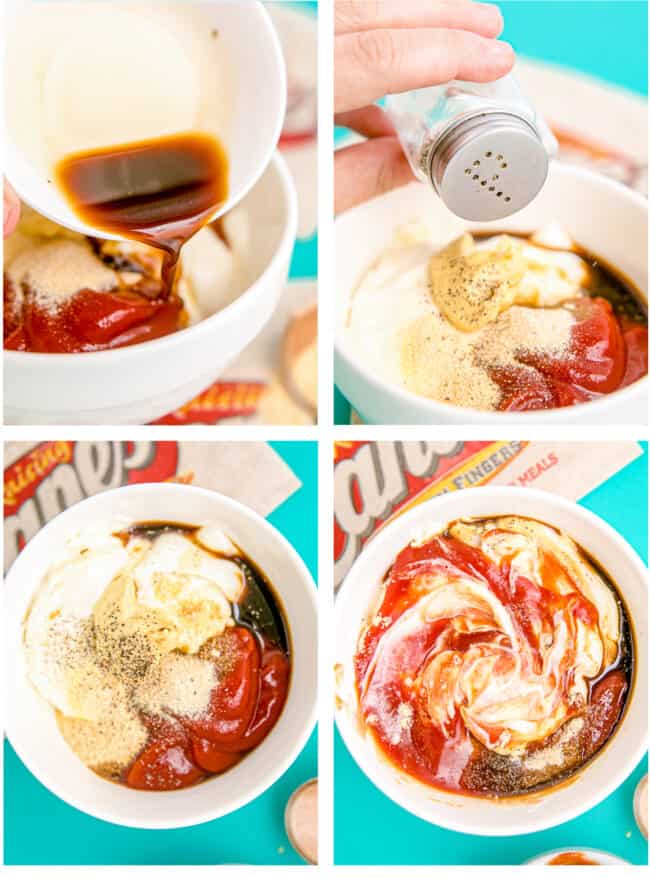 Photos showing how to make canes sauce.