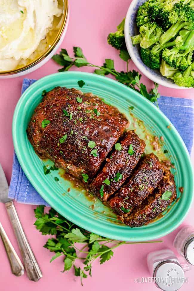 A plate of air fryer meatloaf.