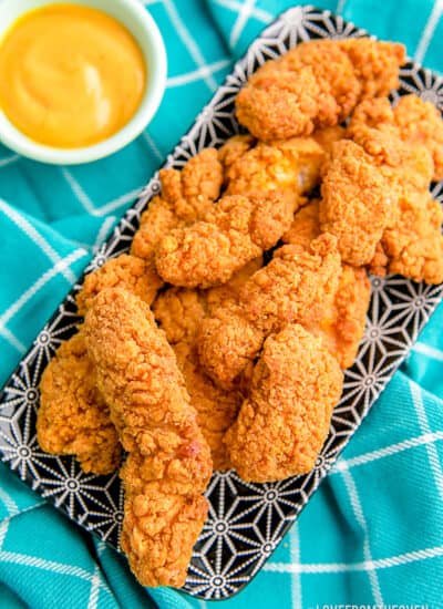 A plate of air fryer chicken tenders