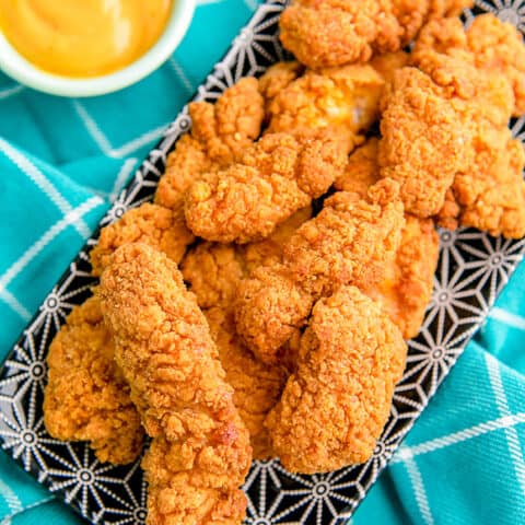 A plate of air fryer chicken tenders