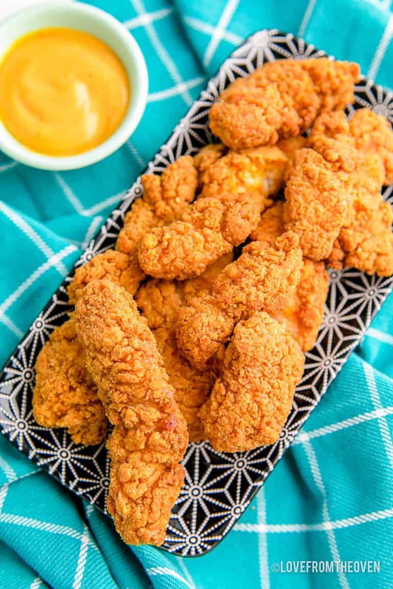 A plate of air fryer chicken tenders