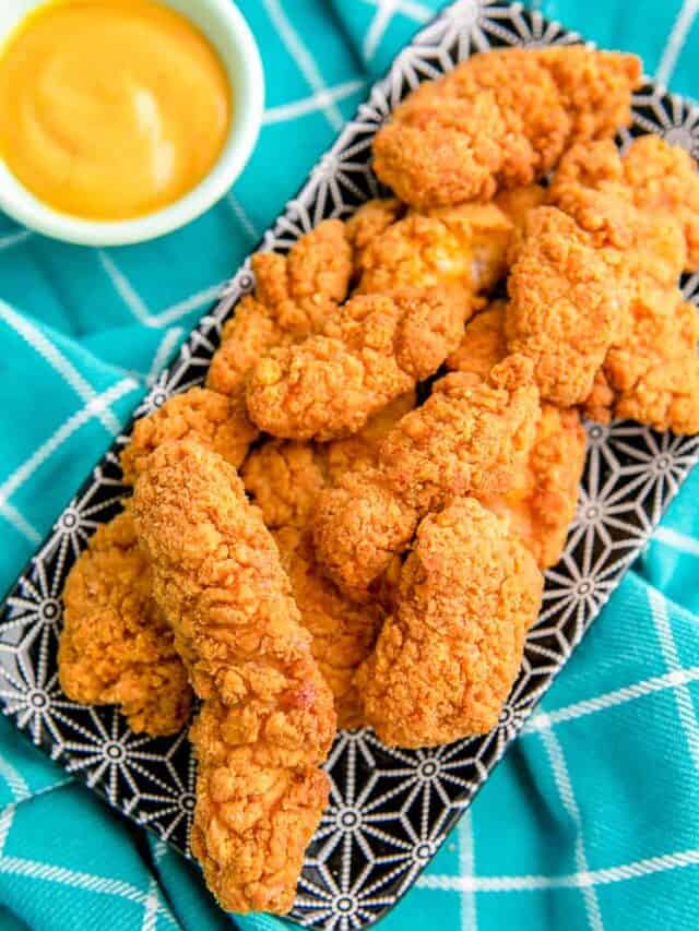 a plate of chicken tenders