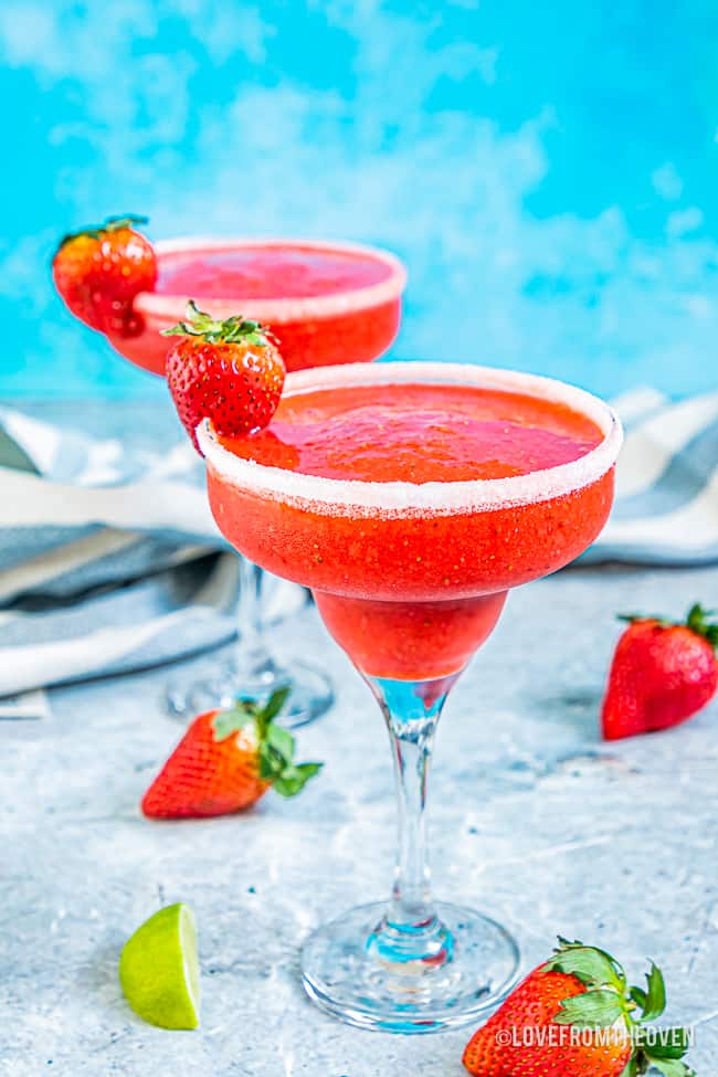 A photo of glasses of strawberry daiquiri 