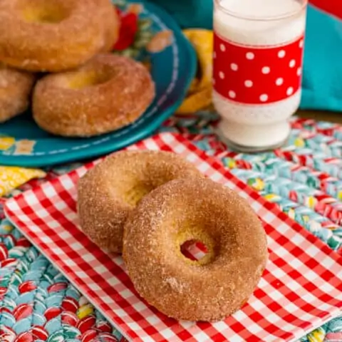 Apple cider donuts on a plate