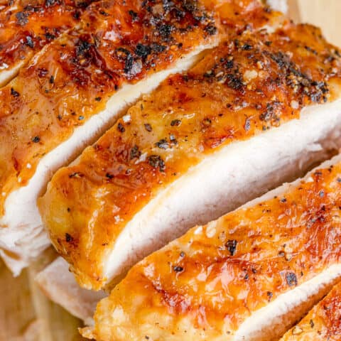A close up photo of air fryer turkey breast