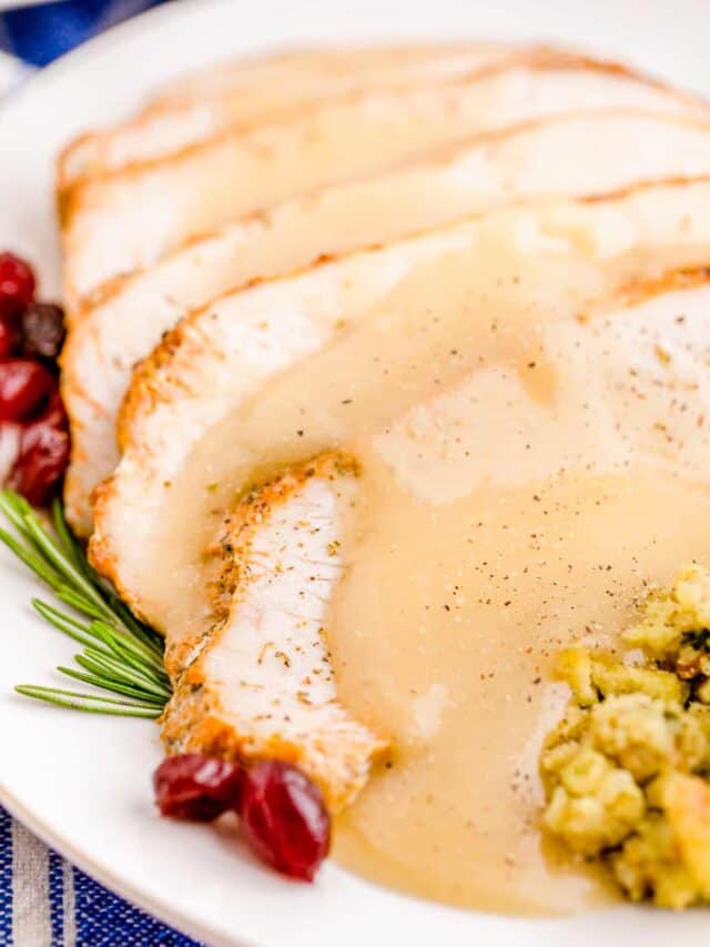 turkey with gravy on it