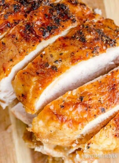 A close up photo of air fryer turkey breast