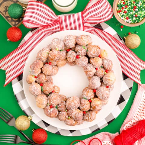 A christmas wreath made of donuts