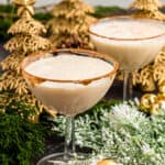 Two glasses of eggnog martinis