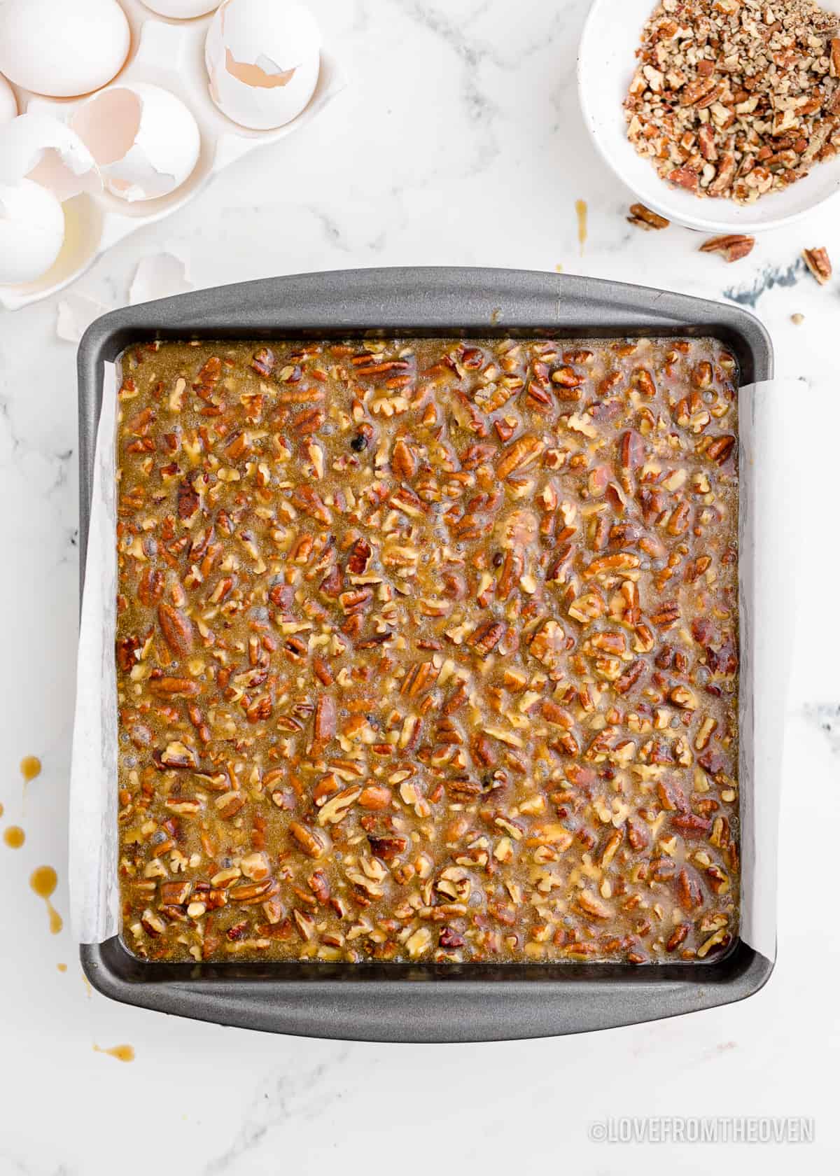 Pecan Pie Brownies • Love From The Oven