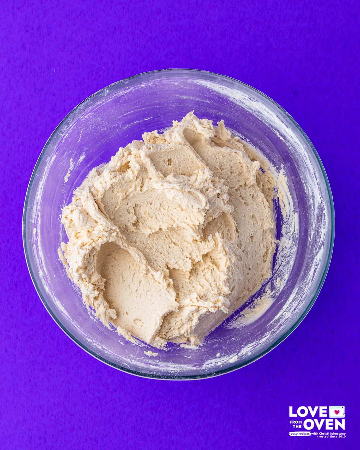 Flour, butter and sugar creamed in a bowl