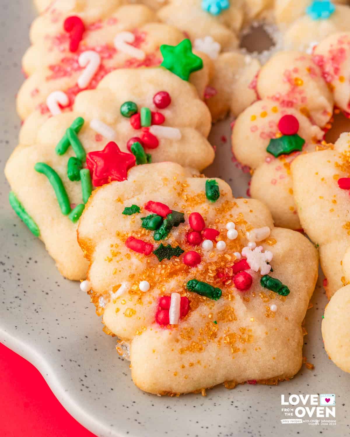 Spritz Cookies on a plate