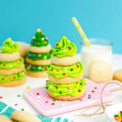 A stacked christmas tree cookie.