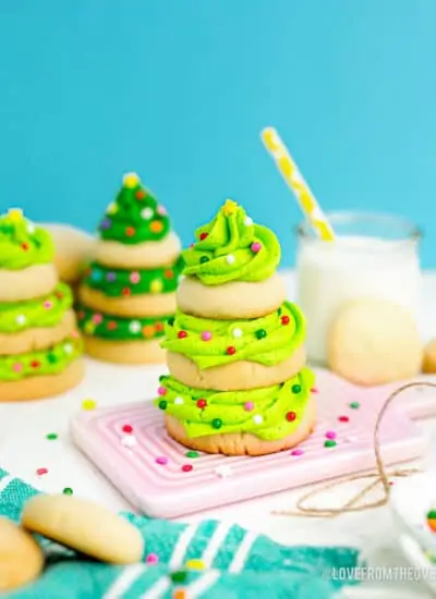A stacked christmas tree cookie.