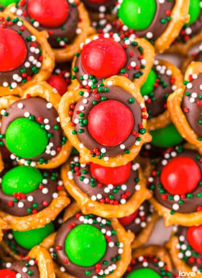 A plate full of christmas pretzels