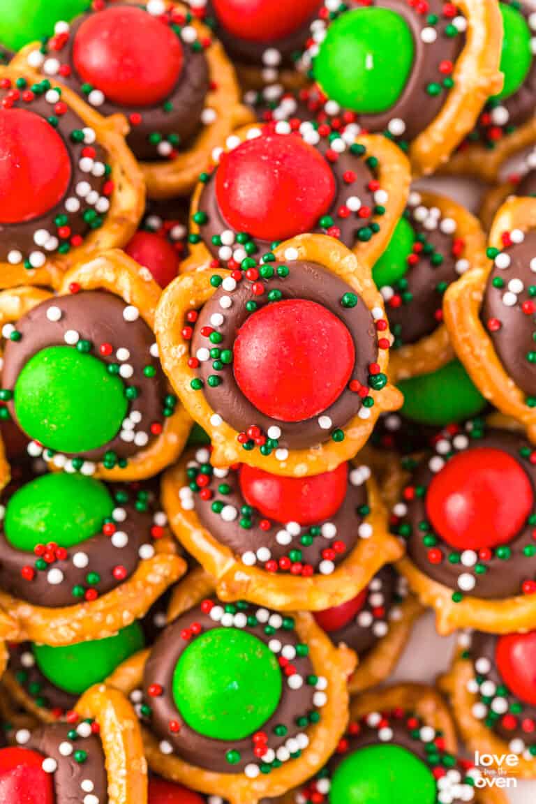 A plate full of christmas pretzels