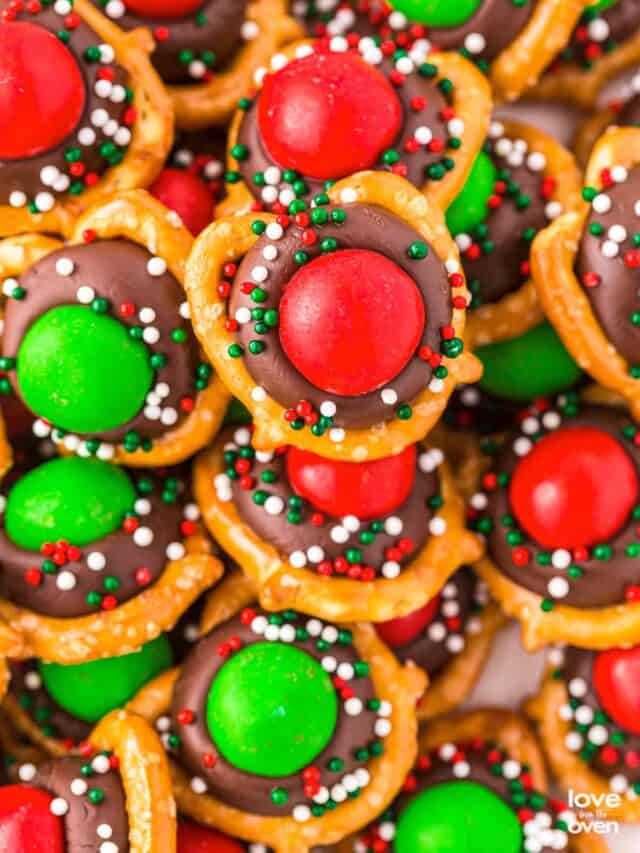 A plate full of christmas pretzels