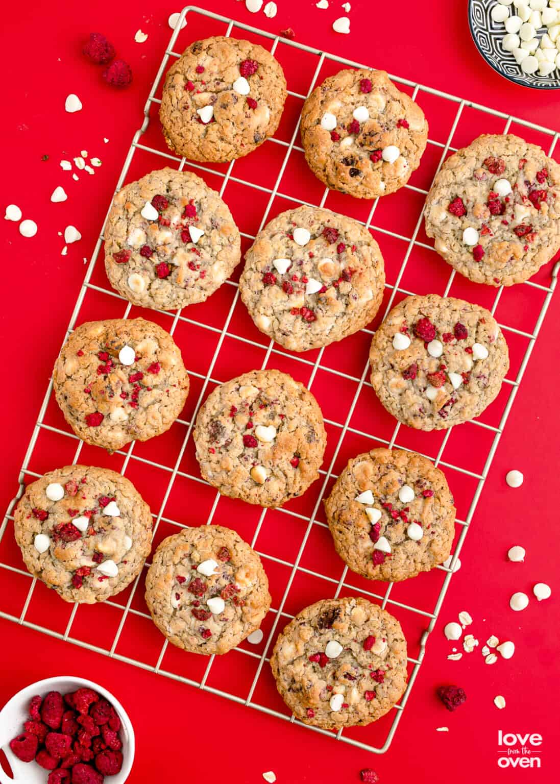 White Chocolate Raspberry Cookies • Love From The Oven