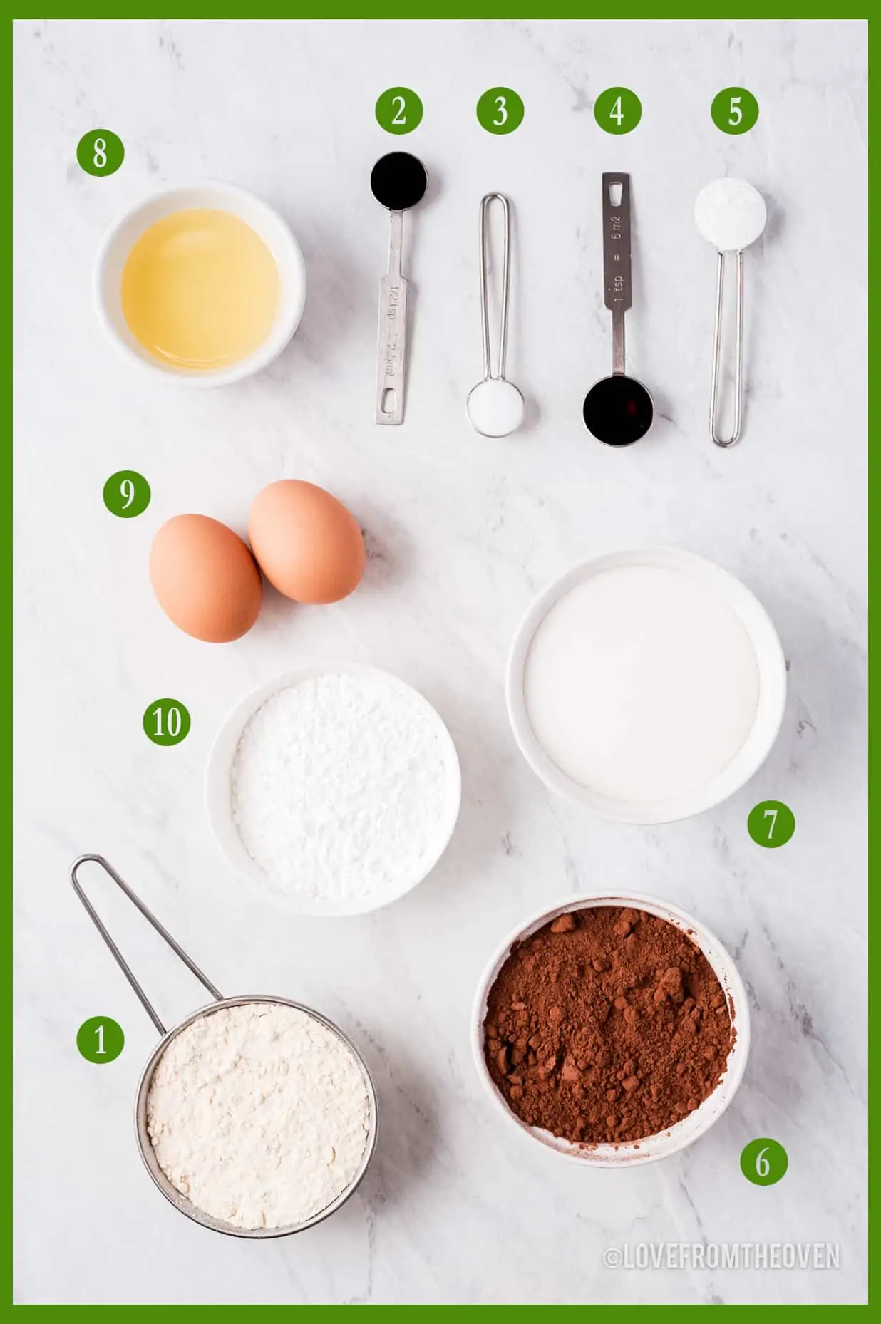 Ingredients for chocolate crinkle cookies