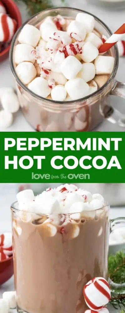 Mugs of peppermint hot chocolate