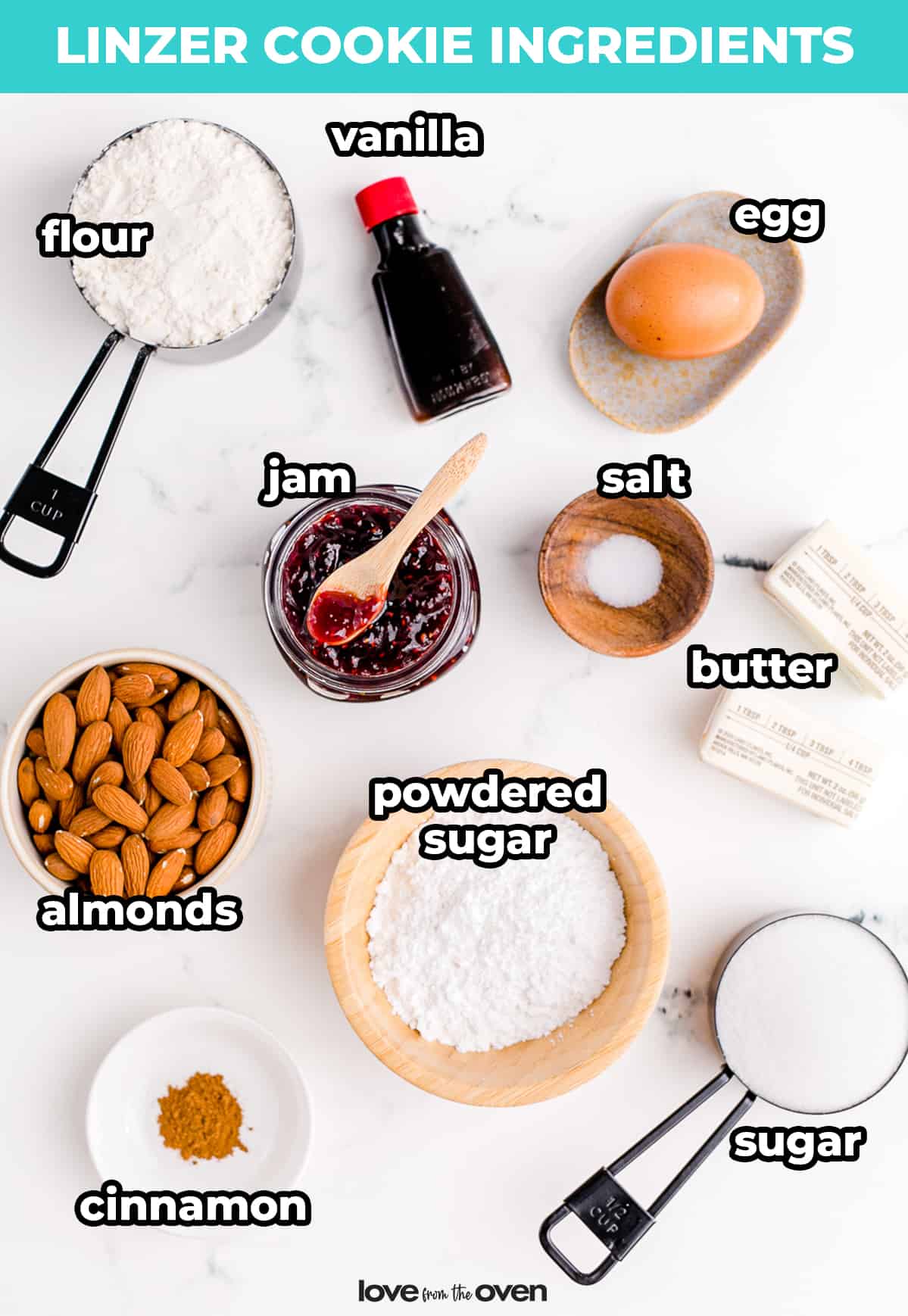 Ingredients for linzer cookies