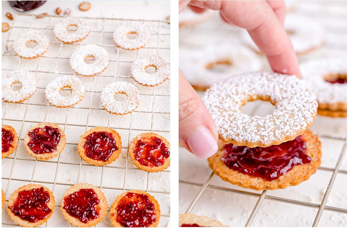 linzer cookies being made