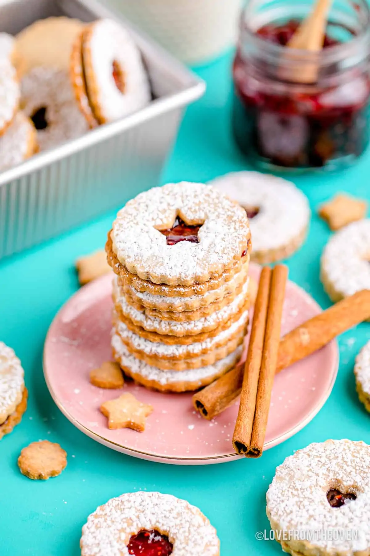 A plate of linzer cookies