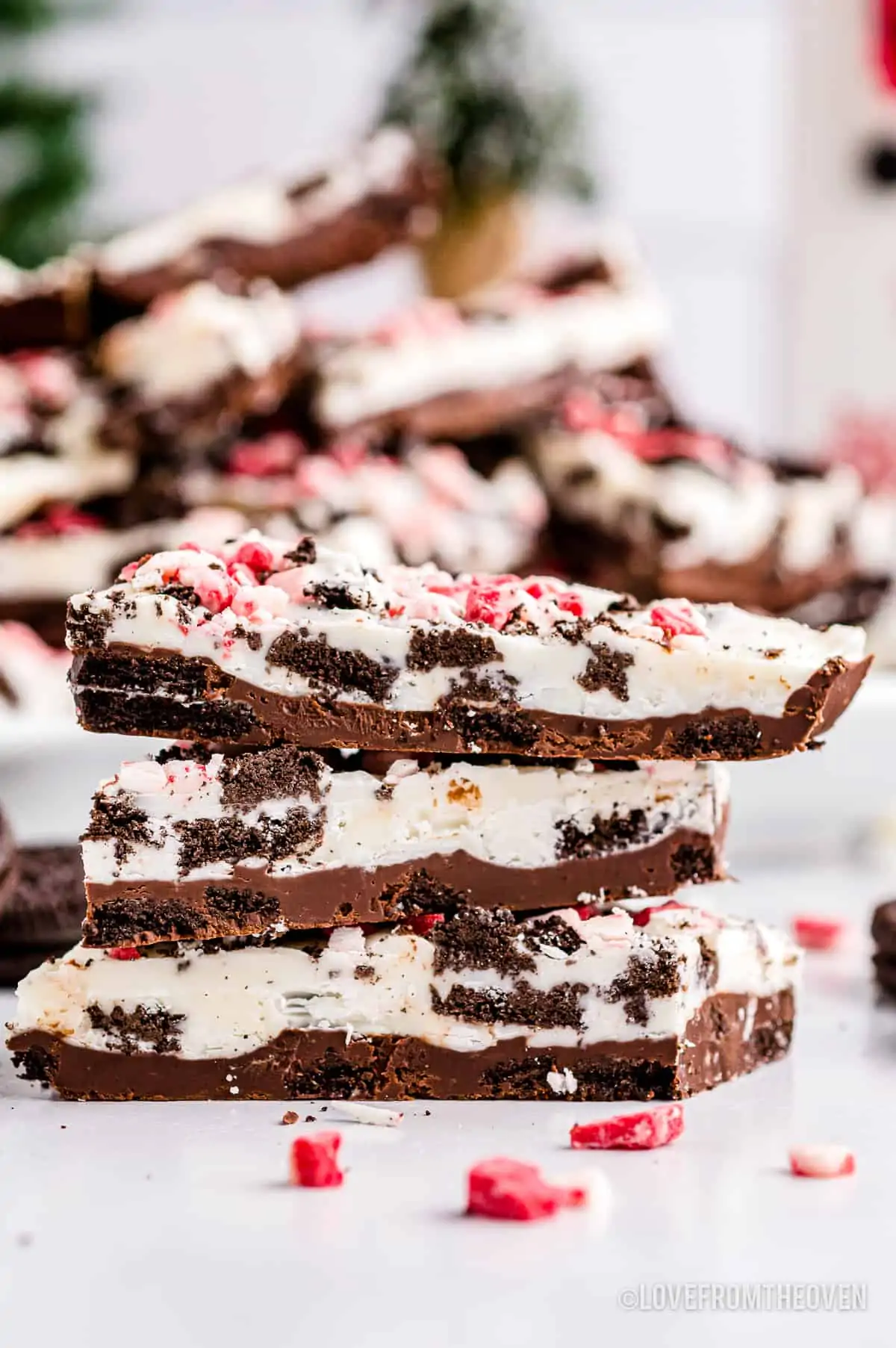 A stack of peppermint bark.
