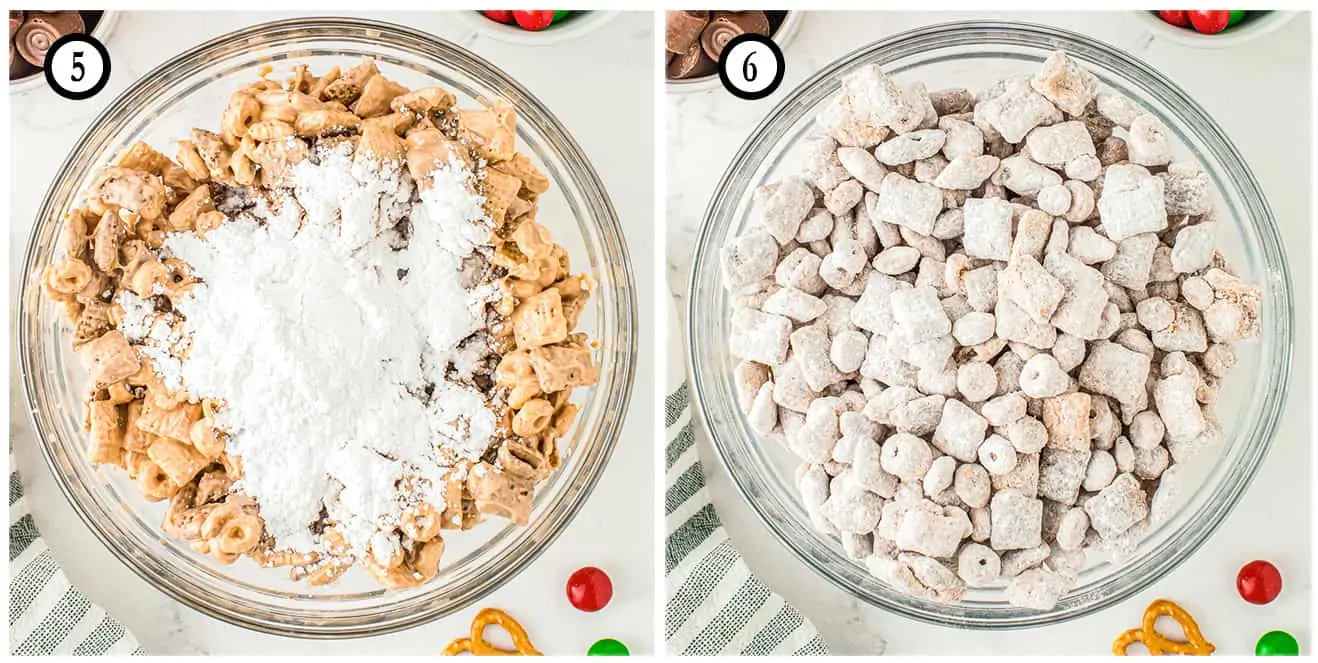 Photos showing how to make reindeer chow
