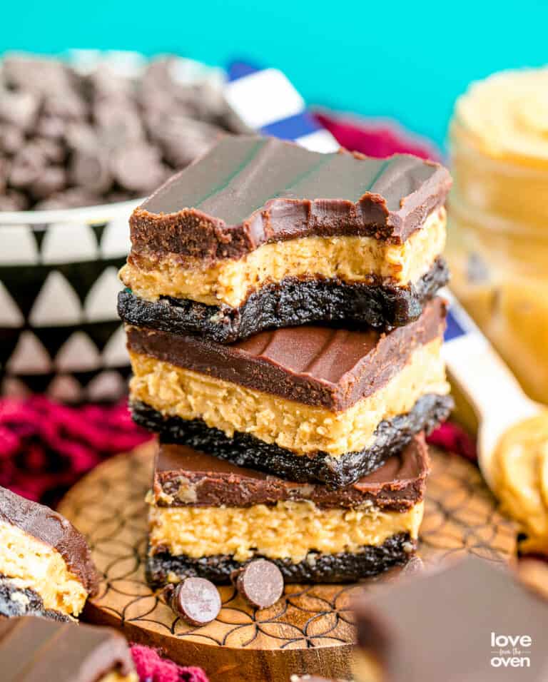 a stack of buckeye brownies