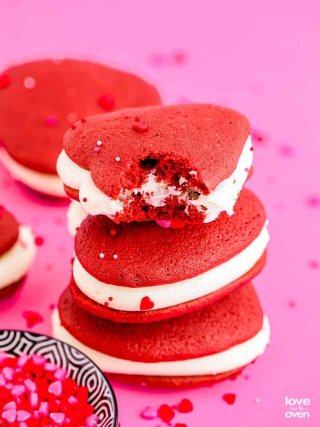 a stack of valentine heart cookies