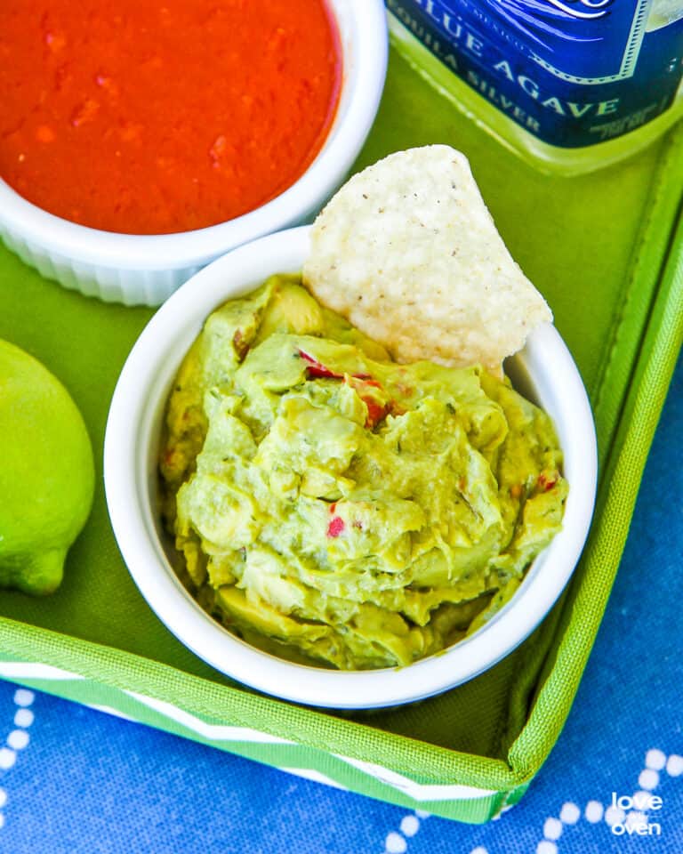 a bowl of homemade guacamole