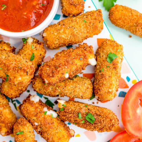 A plate of mozzarella sticks