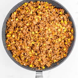 A pan of ground beef for tacos