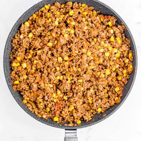 A pan of ground beef for tacos