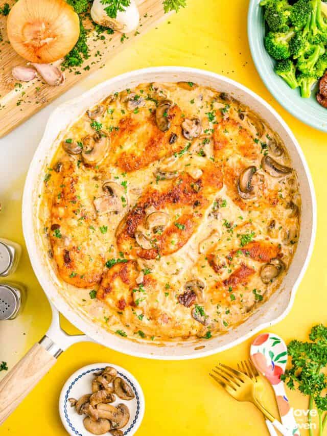 A pan of chicken marsala