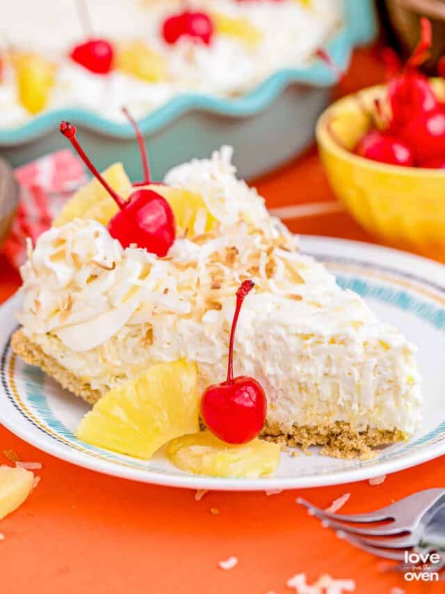 A slice of pina colada pie