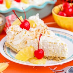 A slice of pina colada pie