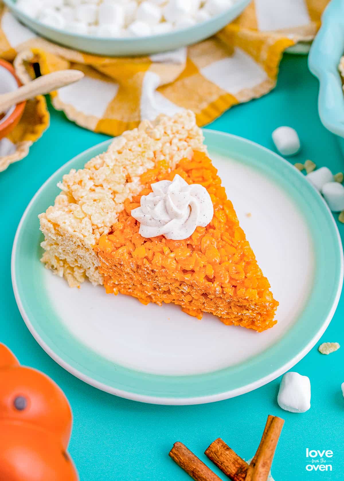 Pumpkin Pie Rice Krispie Treats • Love From The Oven