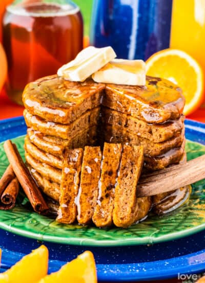 A stack of pumpkin pancakes.