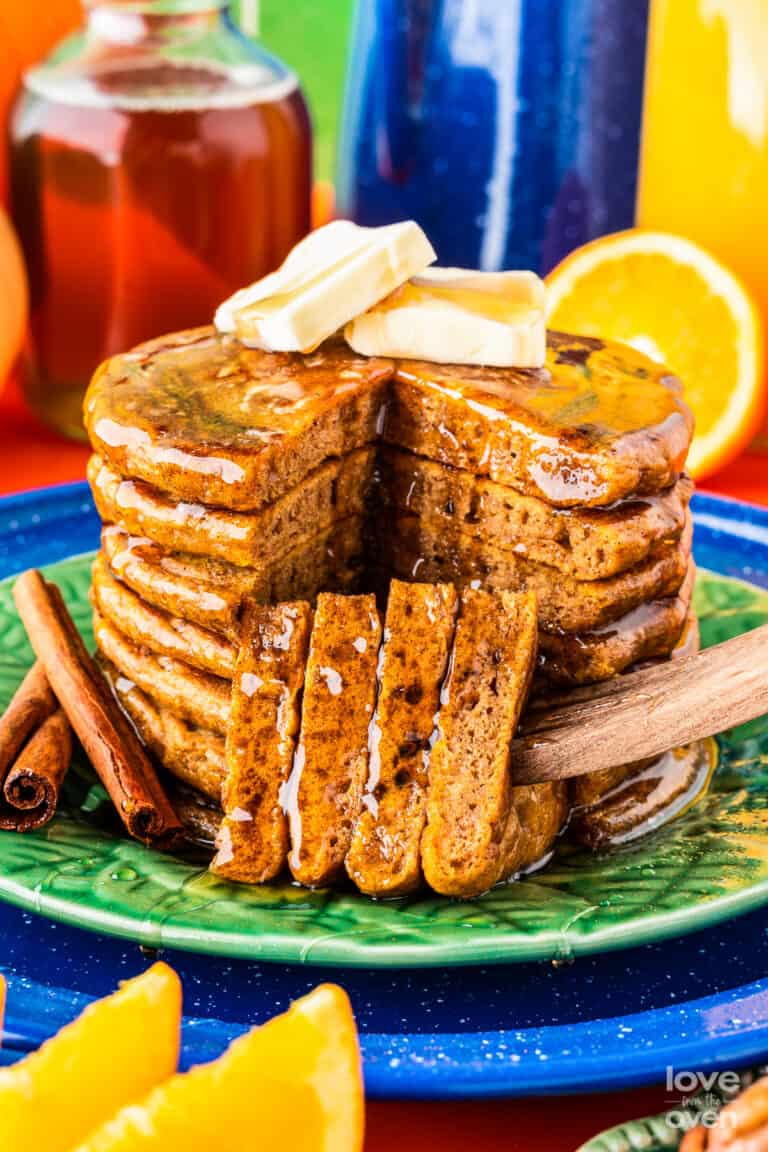 A stack of pumpkin pancakes.