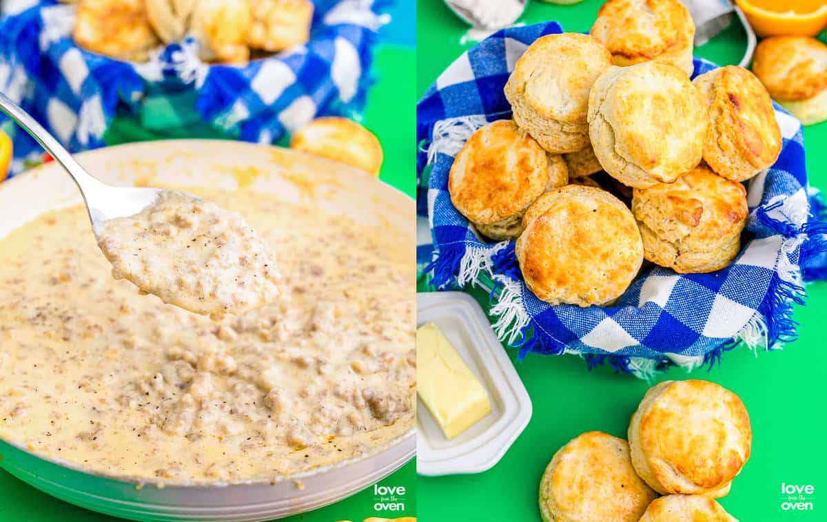 Homemade Biscuits and Gravy • Love From The Oven