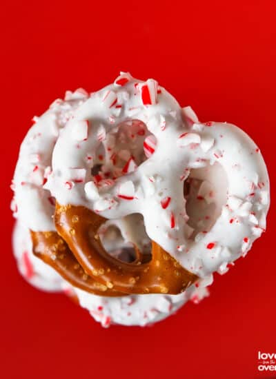 A stack of chocolate covered pretzels.